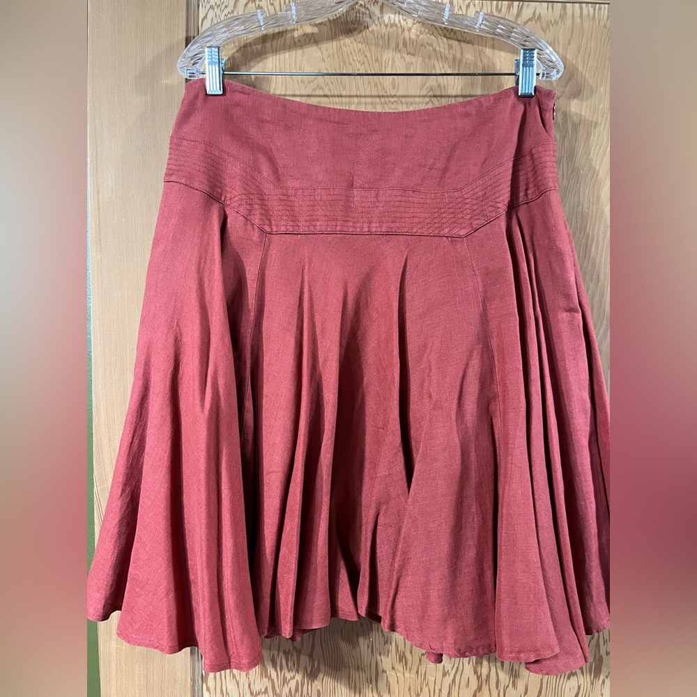 Sundance Linen Coral A-Line Skirt